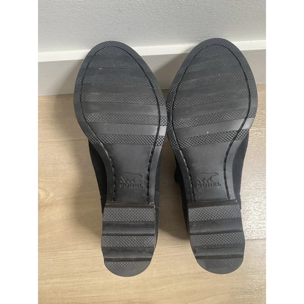 Sorel Lolla‎ Cut Out Ankle Boots Black Suede NL3379-010 Women's 10